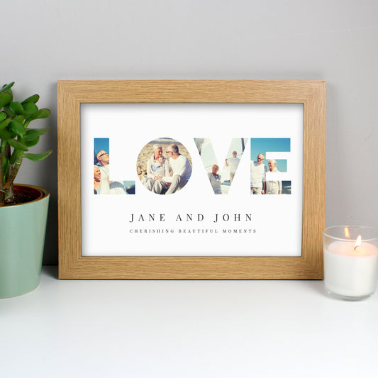 Personalised LOVE Own Photo Oak A4 Framed Print