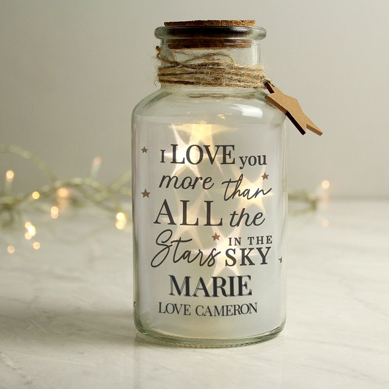 Personalised Love You More Glass LED Jar