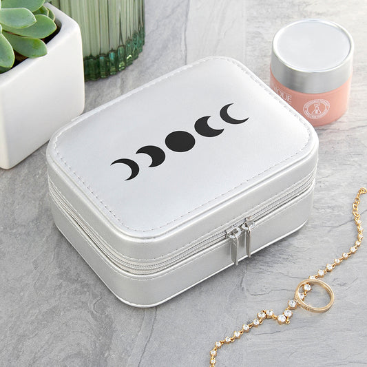 Silver Grey Lunar Cycle Travel Jewellery Case