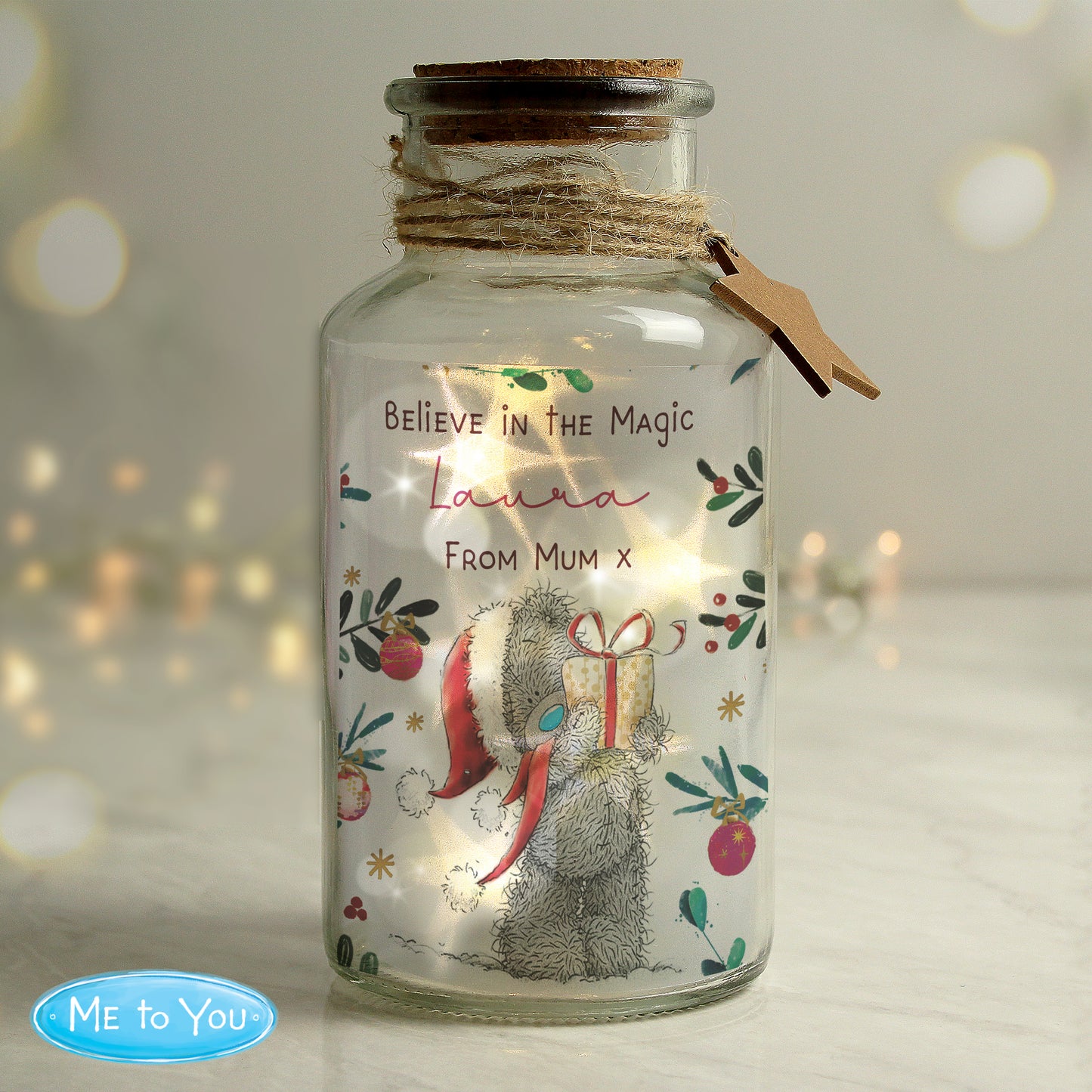 Personalised Me to You Cosy Winter Led Light Jar