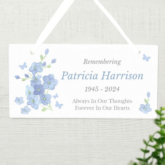 Personalised Memorial Forget Me Not Wooden Sign