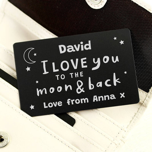 Personalised To The Moon & Back Metal Wallet Card