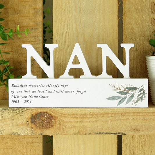 Personalised Nan Wooden Memorial Ornament