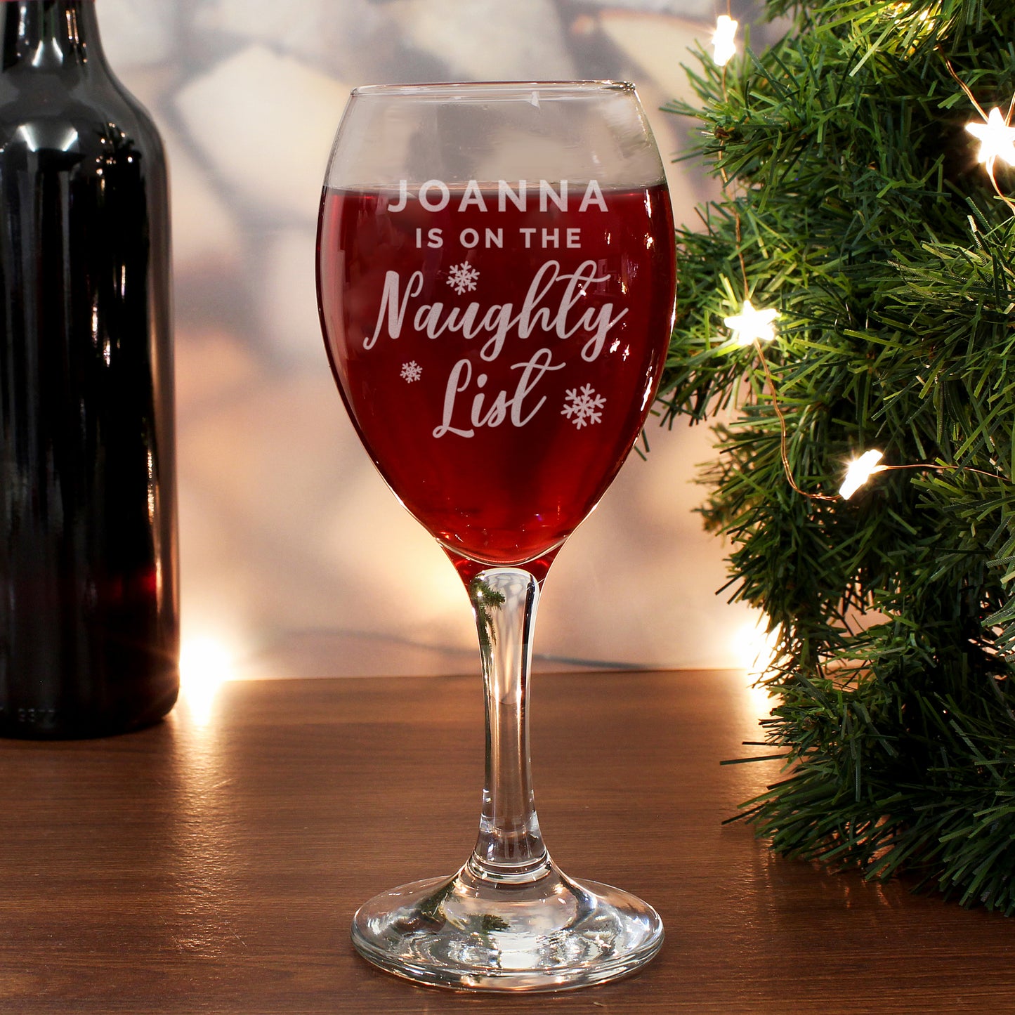 Personalised On The Naughty List Wine Glass