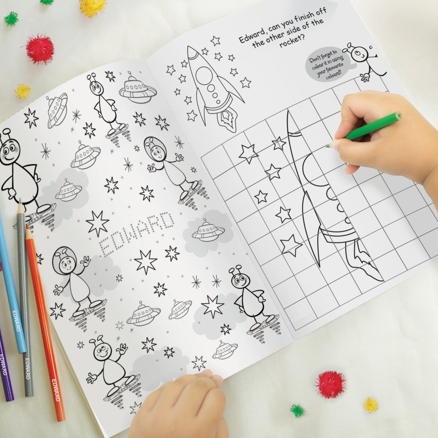 Personalised Space Colouring & Activity Book With Pencils