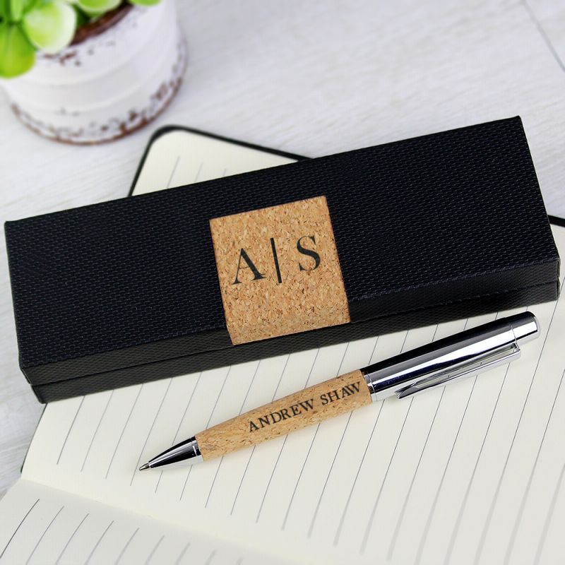 Personalised Initial & Name Cork Pen Set