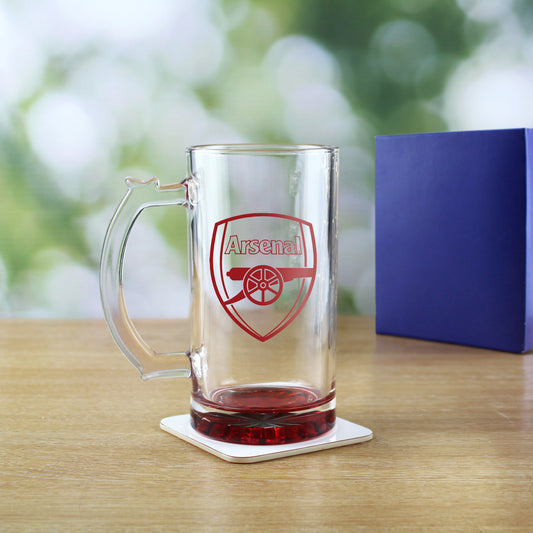 Personalised Official Arsenal Football Club Glass Pint Tankard