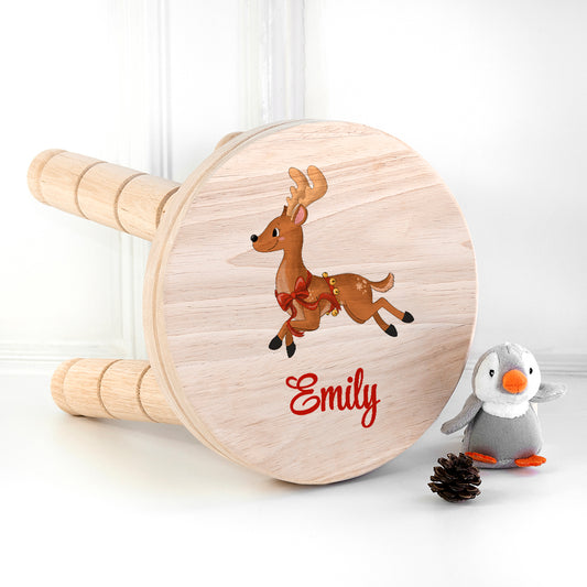 Personalised Reindeer Design Child's Wooden Stool