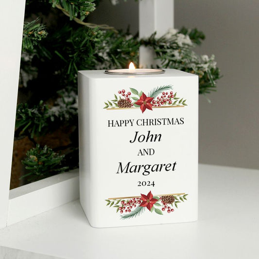 Personalised Christmas Wooden Tealight Holder