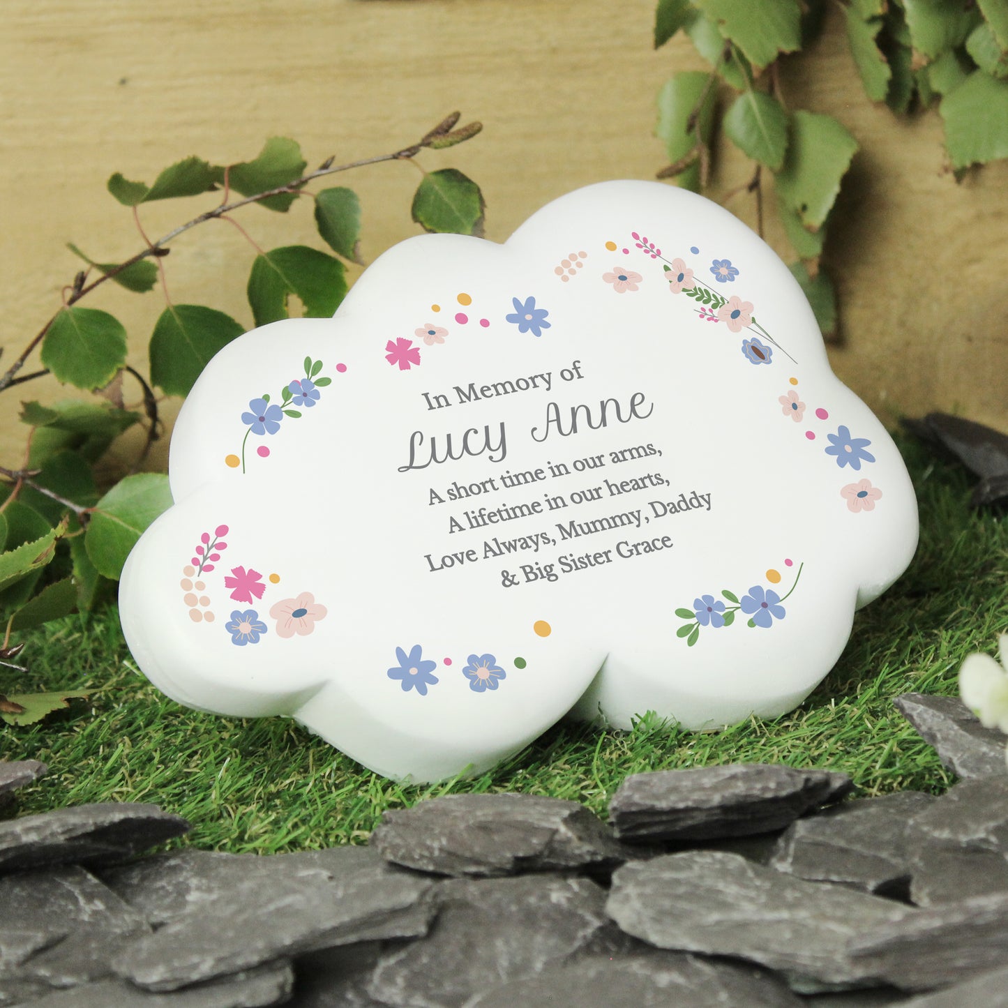 Personalised Floral Resin Memorial Stone