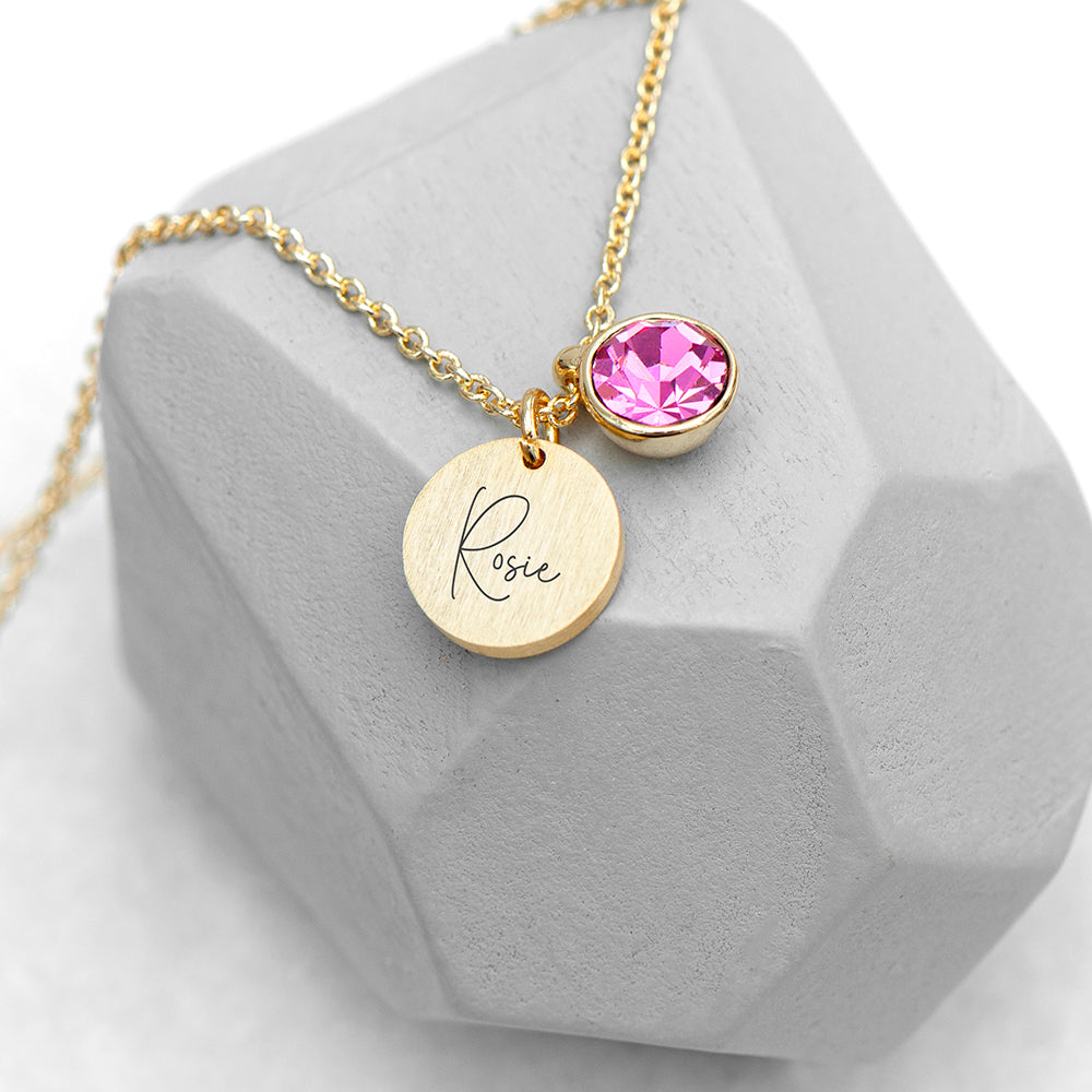 Personalised Pink Crystal Necklace