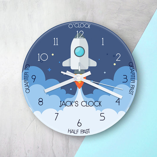 Personalised Space Shuttle Glass Wall Clock