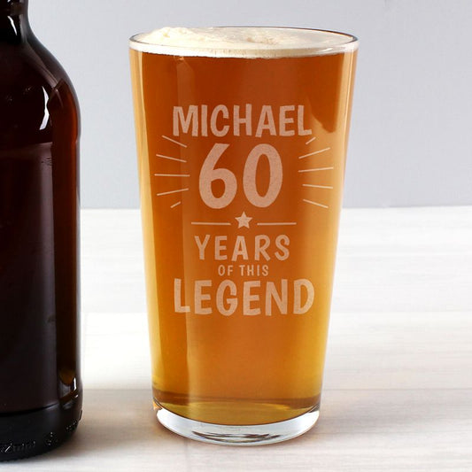 Personalised Legend Birthday Pint Glass