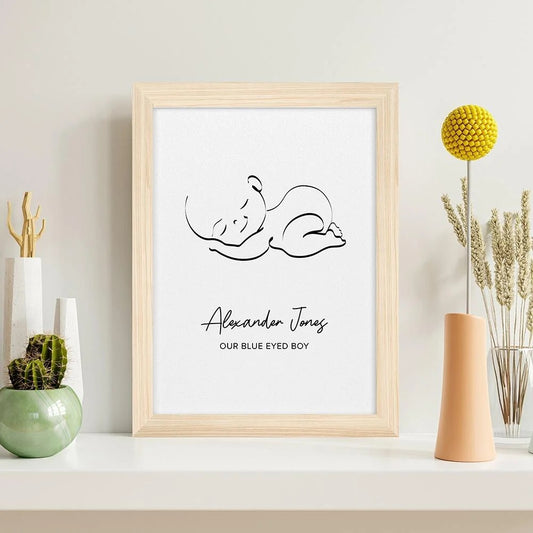 Personalised Sleeping Baby Framed Print