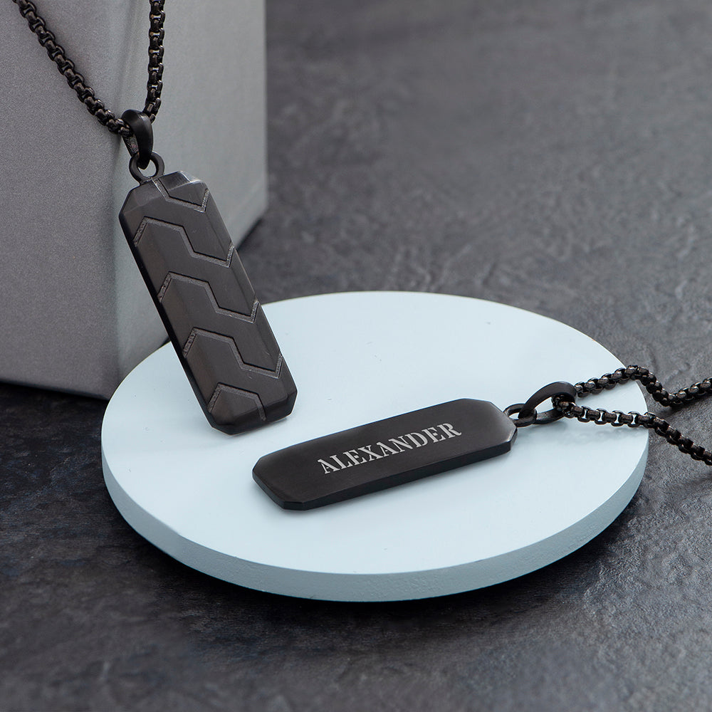 Personalised Black Steel Dog Tag Necklace