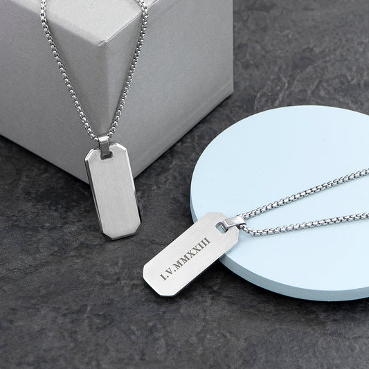 Personalised Brushed Steel Dog Tag Necklace