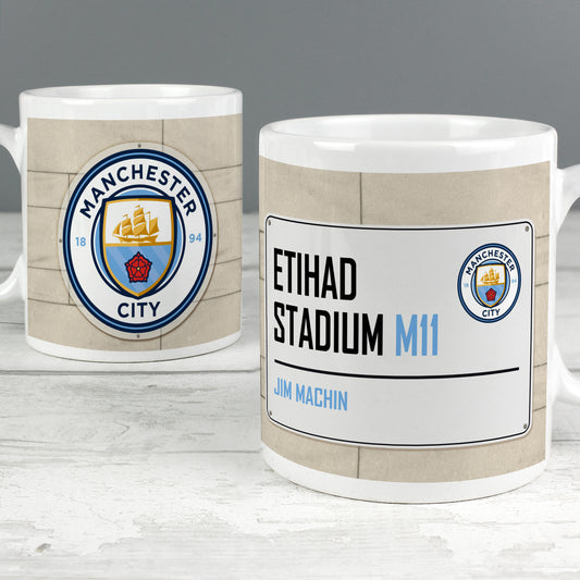 Personalised Official Manchester City FC Street Sign Mug