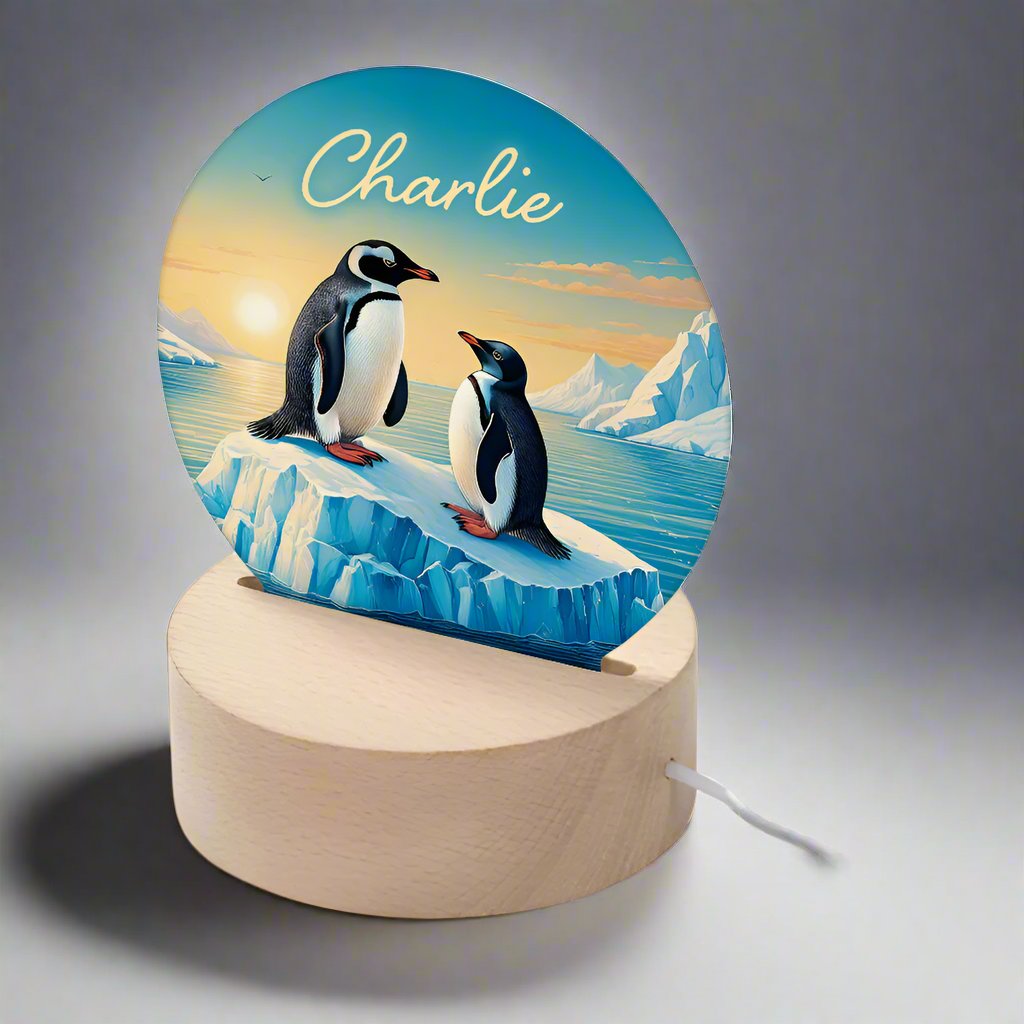 Personalised Penguin Design LED Night Light