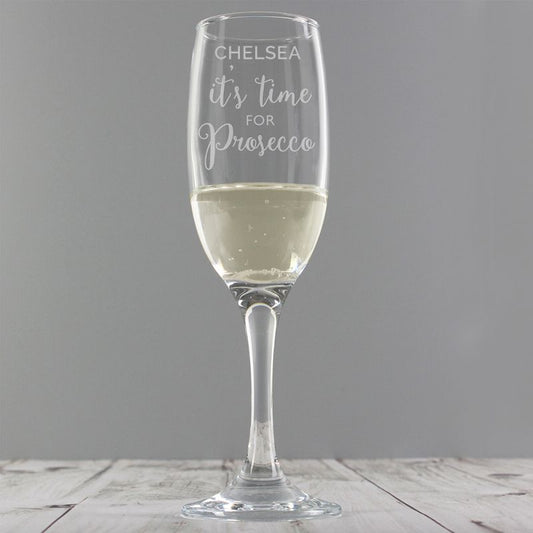 Personalised 'It's Time for Prosecco' Glass Flute