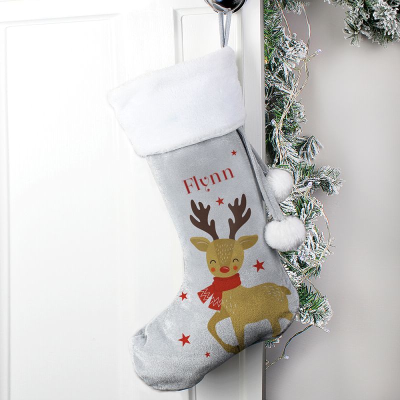 Personalised Reindeer Design Christmas Stocking