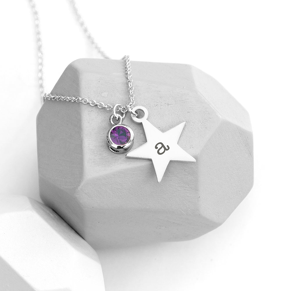 Personalised Birthstone Star Necklace