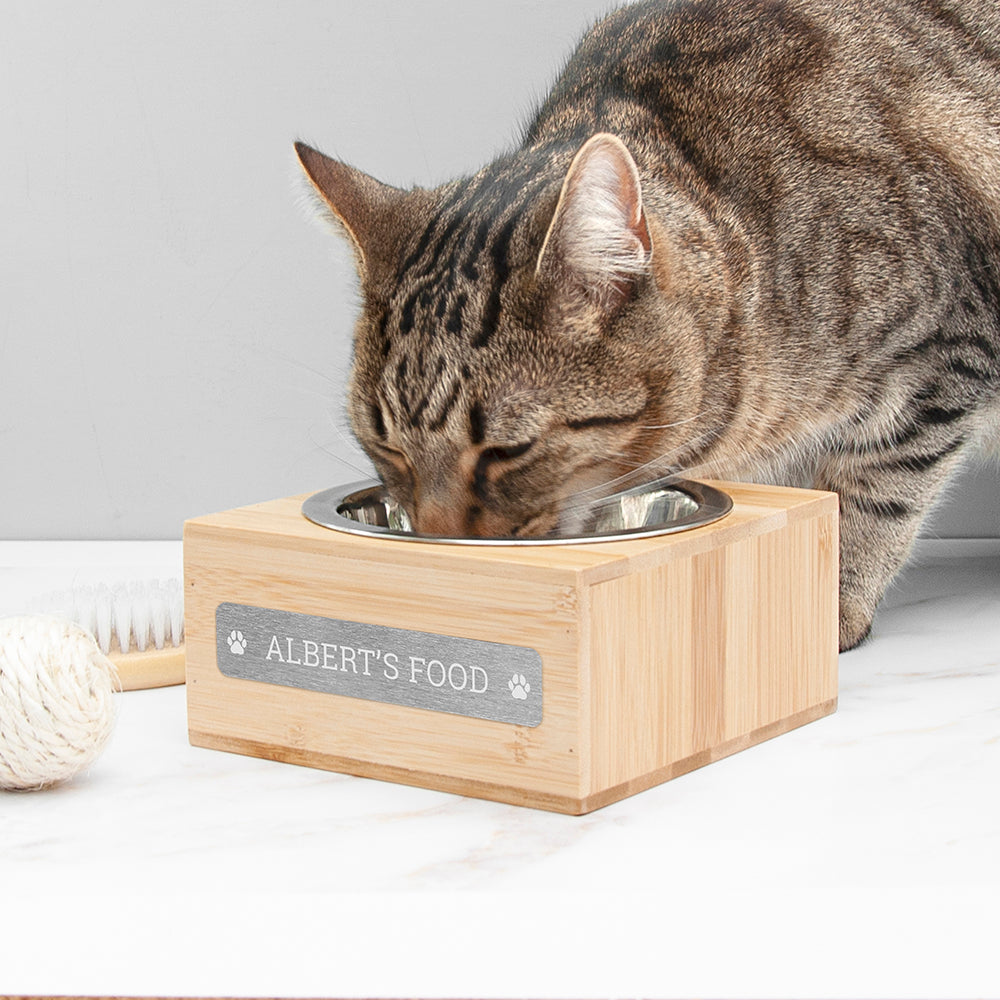 Personalised Bamboo Pet Food Dish