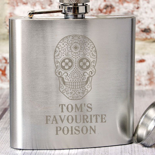 Personalised Sugar Skull Hip Flask