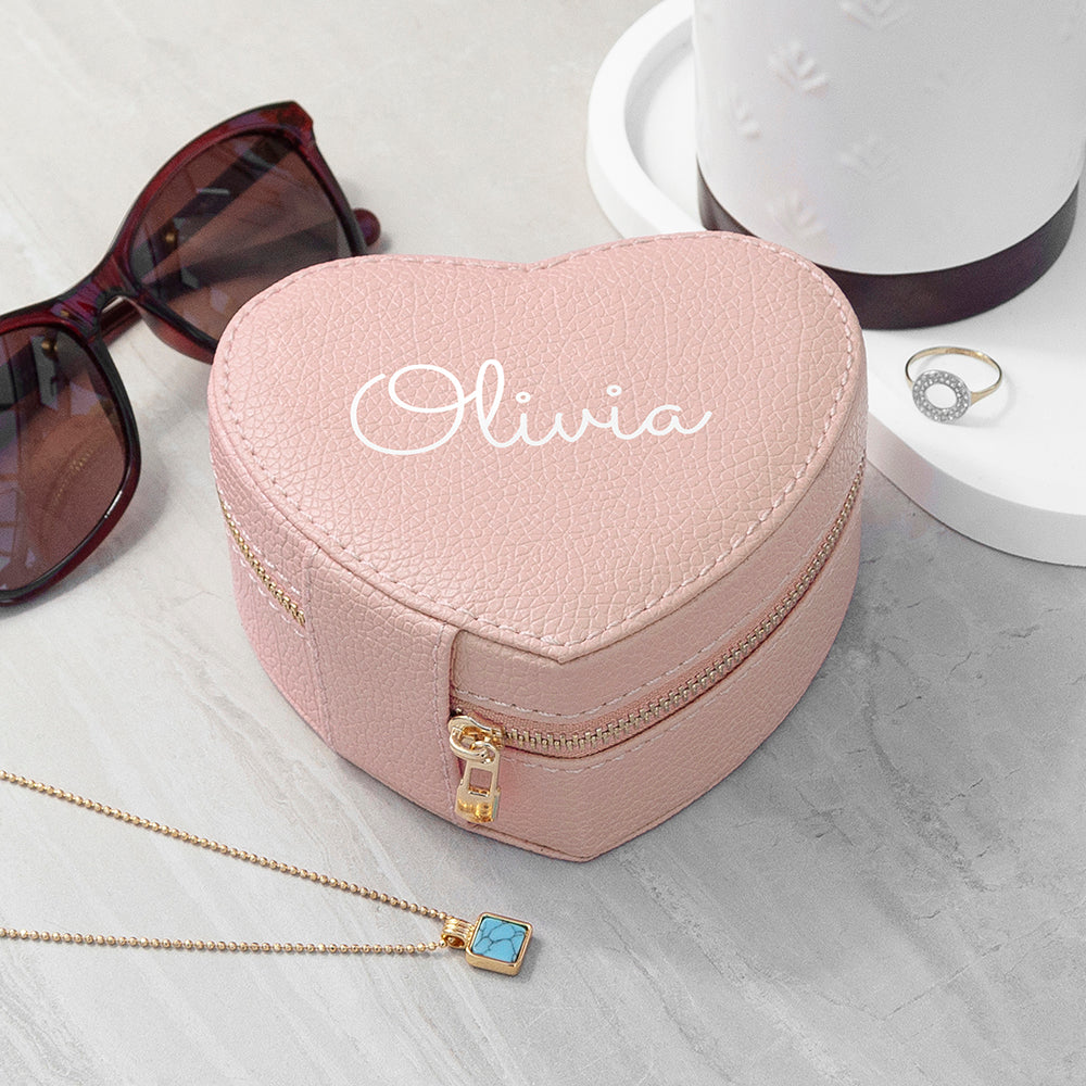 Personalised Pink Heart Jewellery Case