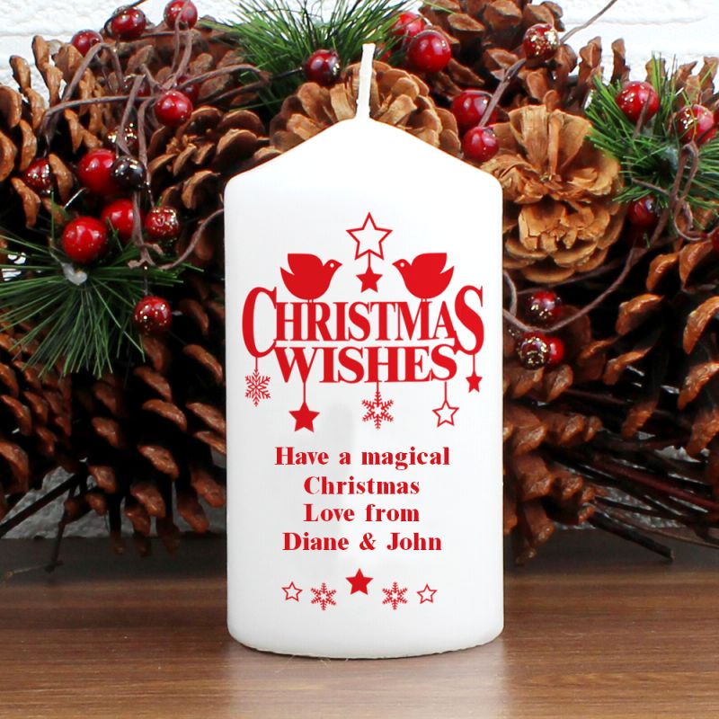 Personalised Christmas Wishes Pillar Candle