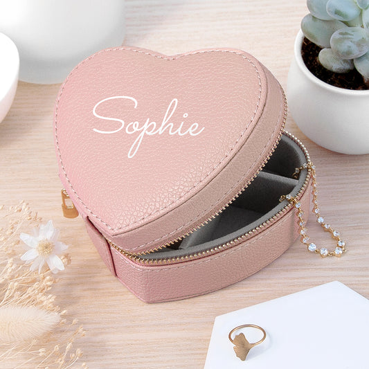 Personalised Pink Heart Jewellery Case