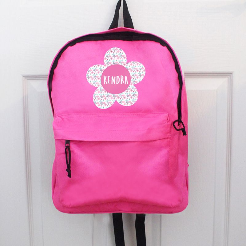 Personalised Pink Flower Design Child's Backpack