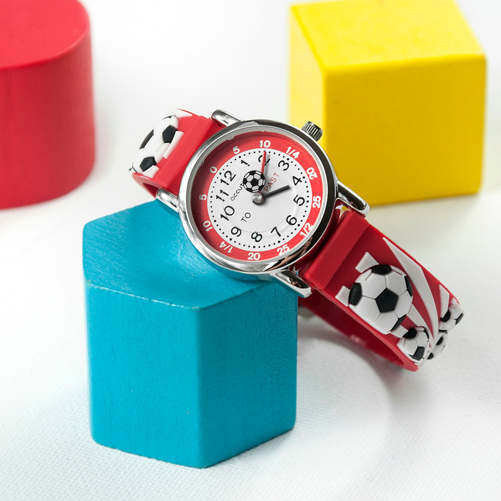 Personalised Red & White Child's Football Watch