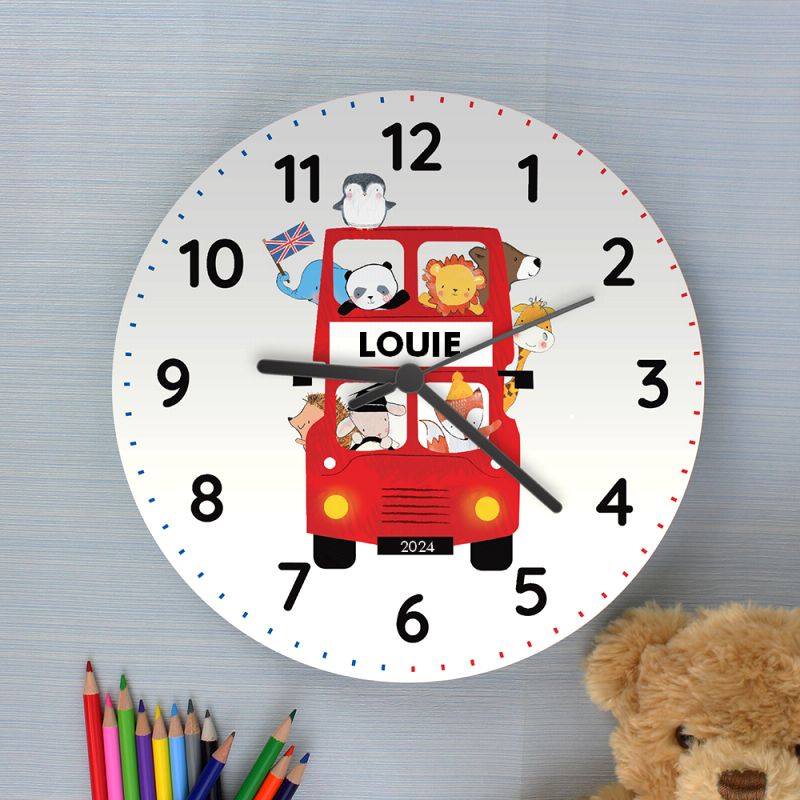 Personalised Animals Day Out Wooden Wall Clock