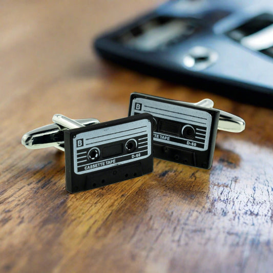 Retro Style Tape Cassette Design Cufflinks