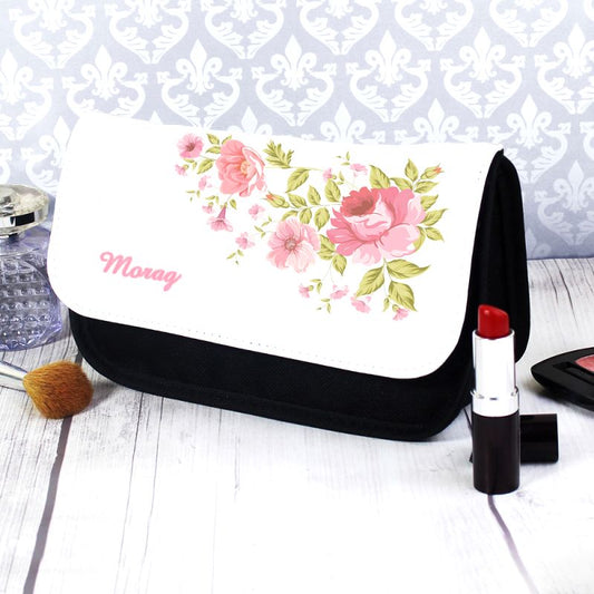 Personalised Rose Design Make Up Bag