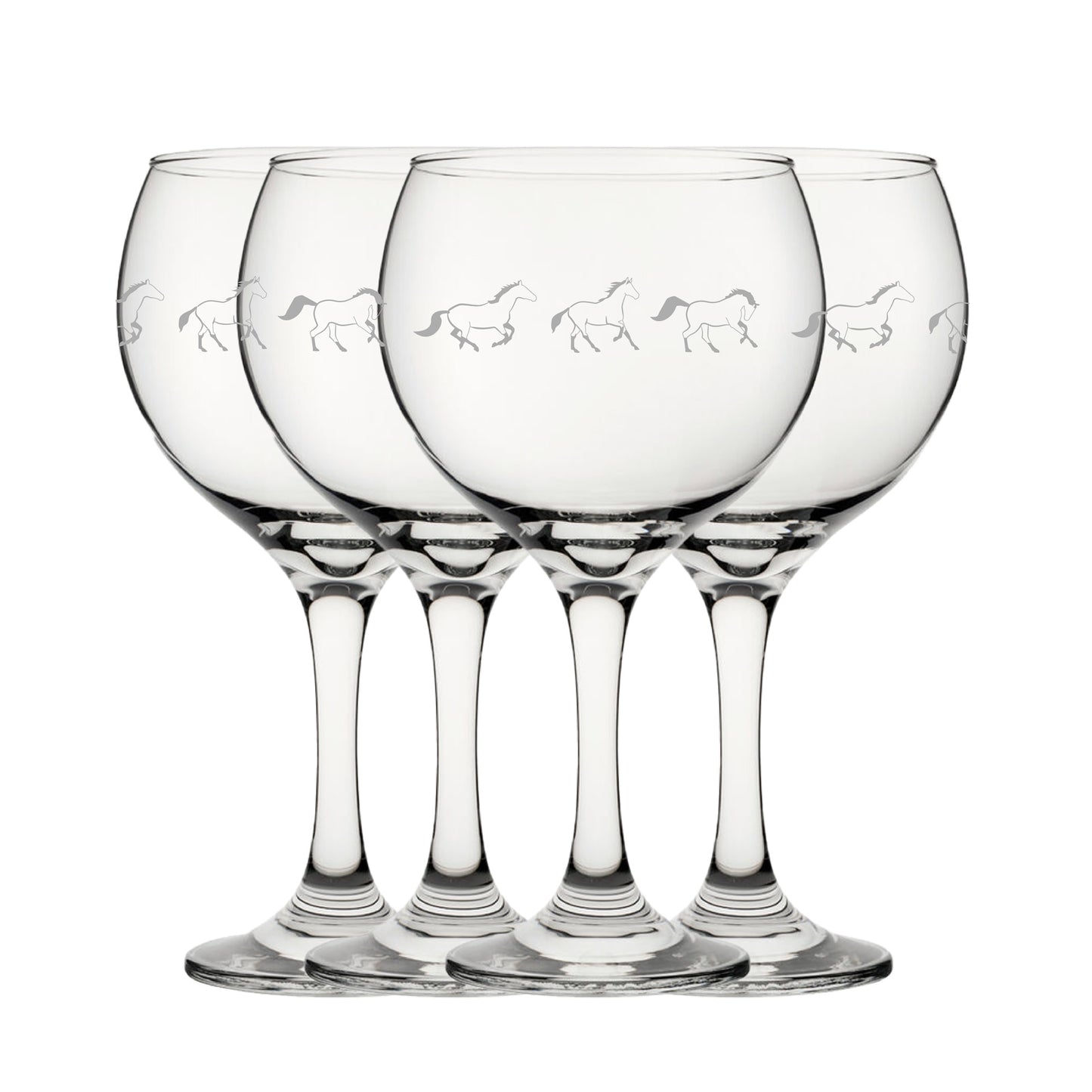 Set Of 4 Horse Design Gin Glasses