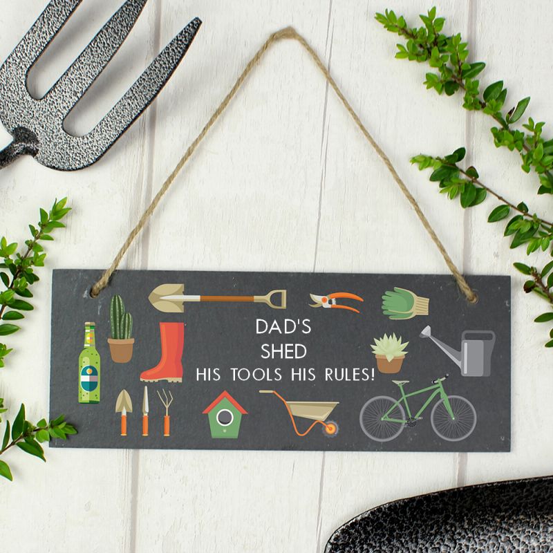 Personalised Garden Printed Hanging Slate Plaque