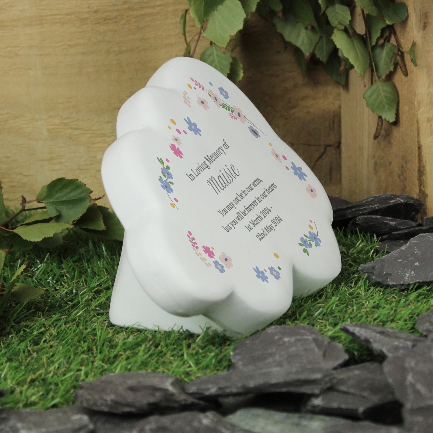 Personalised Floral Resin Memorial Stone