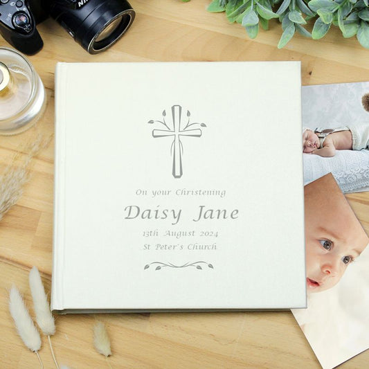 Personalised Silver Cross Design Photo Album