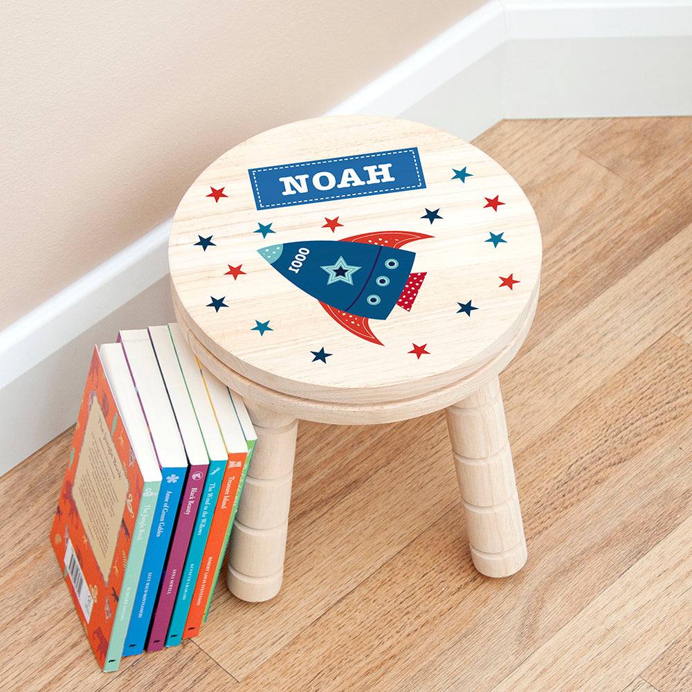 Personalised Rocket Design Child's Wooden Stool