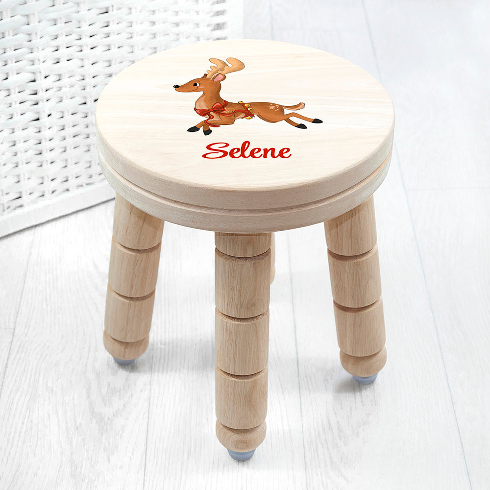 Personalised Reindeer Design Child's Wooden Stool