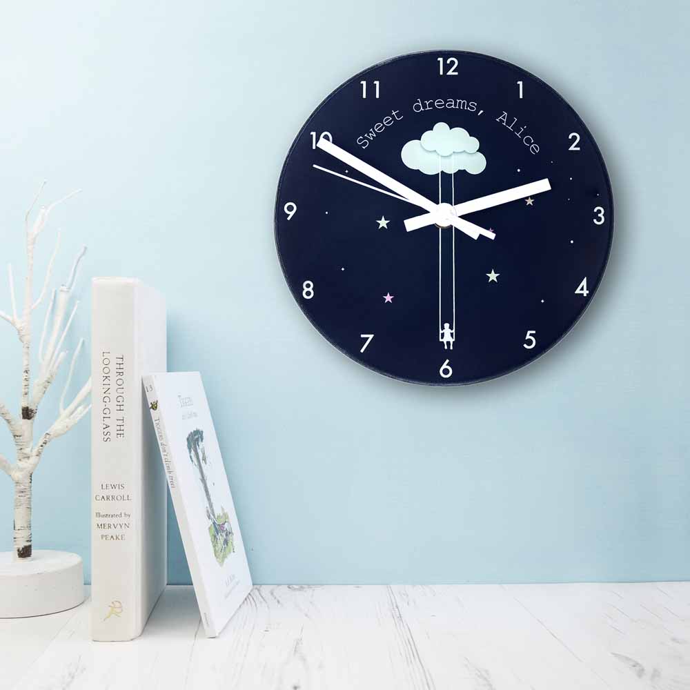 Personalised Sweet Dreams Glass Wall Clock