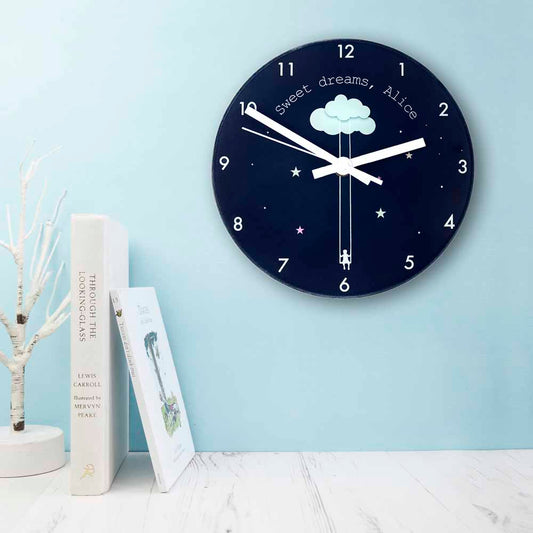 Personalised Sweet Dreams Glass Wall Clock