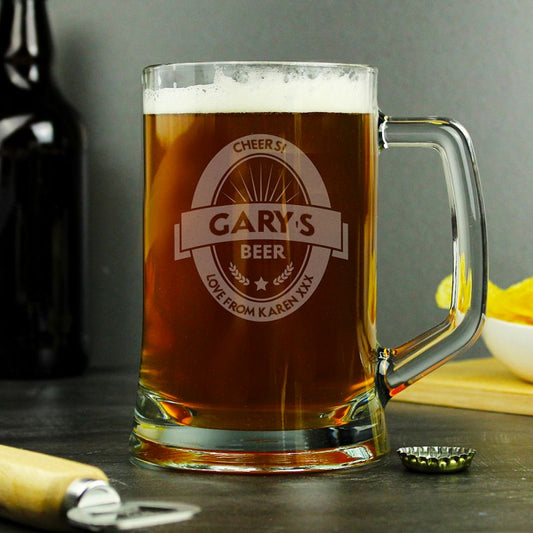 Personalised Beer Label Pint Stern Tankard