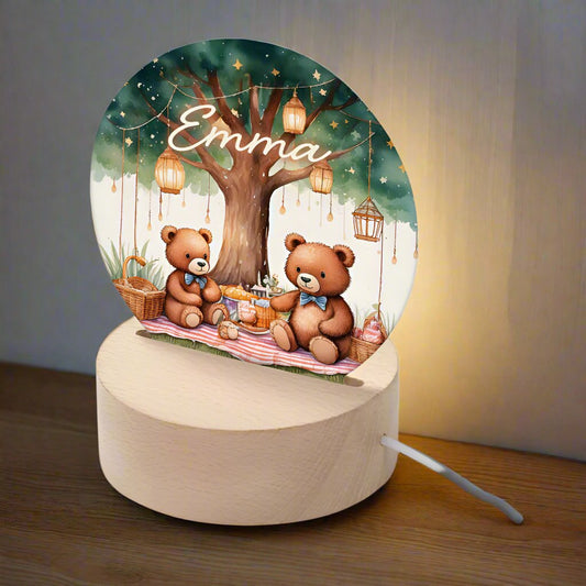 Personalised Teddy Bear Picnic Design LED Night Light