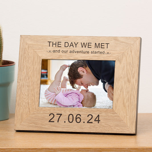 Personalised The Day We Met Oak Veneer Photo Frame