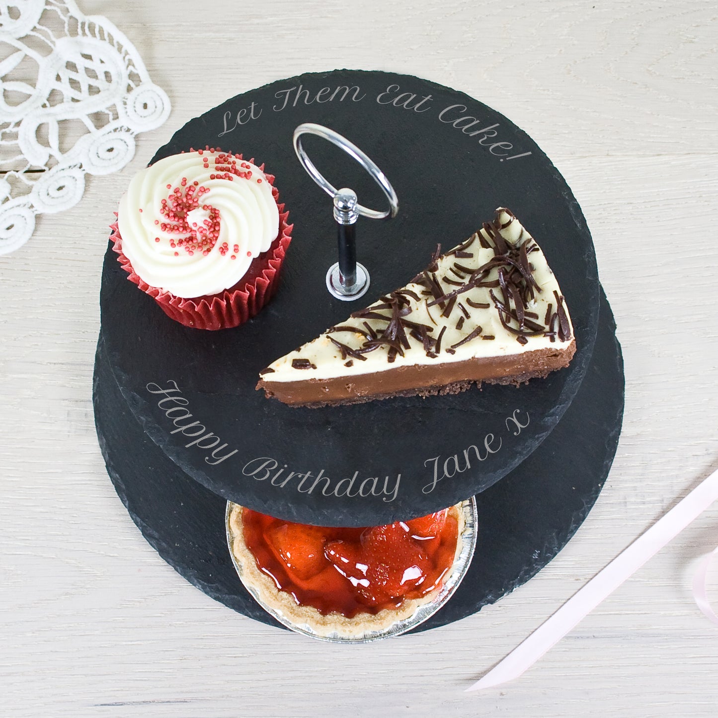 Personalised Two Tier Slate Cake Stand