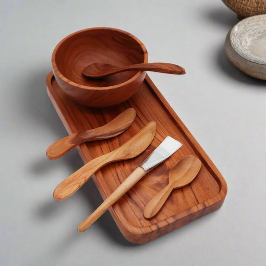 Wooden Spa Clay/Wax Application Set