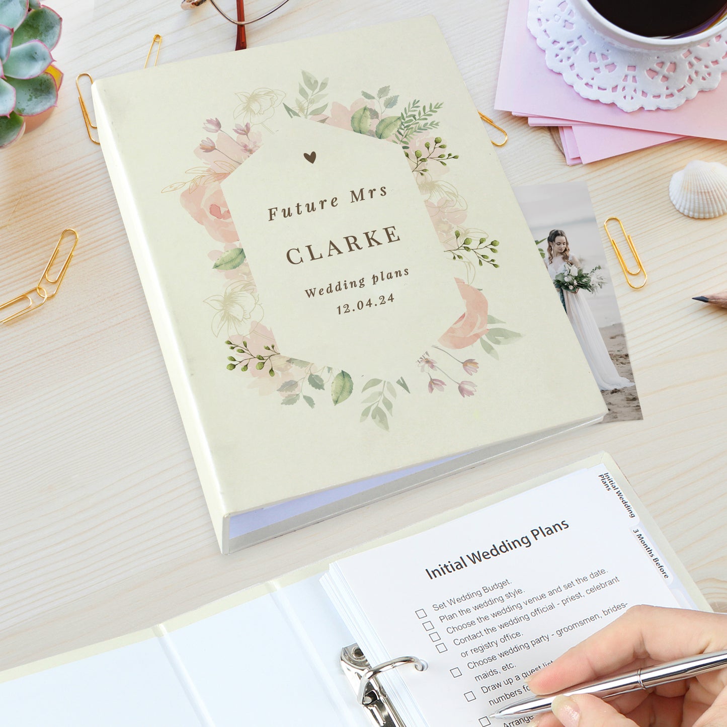 Personalised Floral Watercolour Wedding Planner