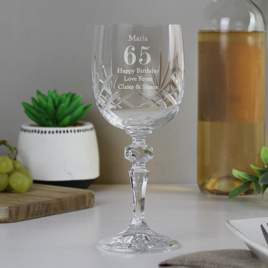 Personalised Any Age Cut Crystal Wine Glass